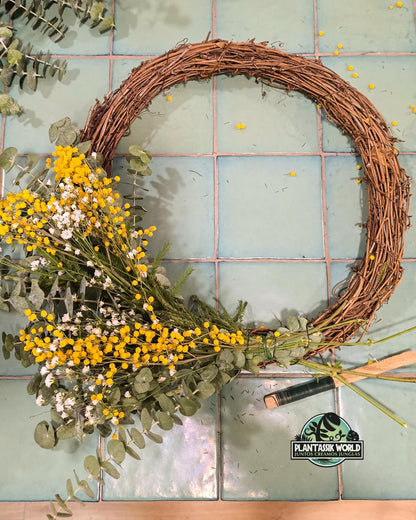 Taller de Corona Floral de Primavera con Mimosas y Eucalipto